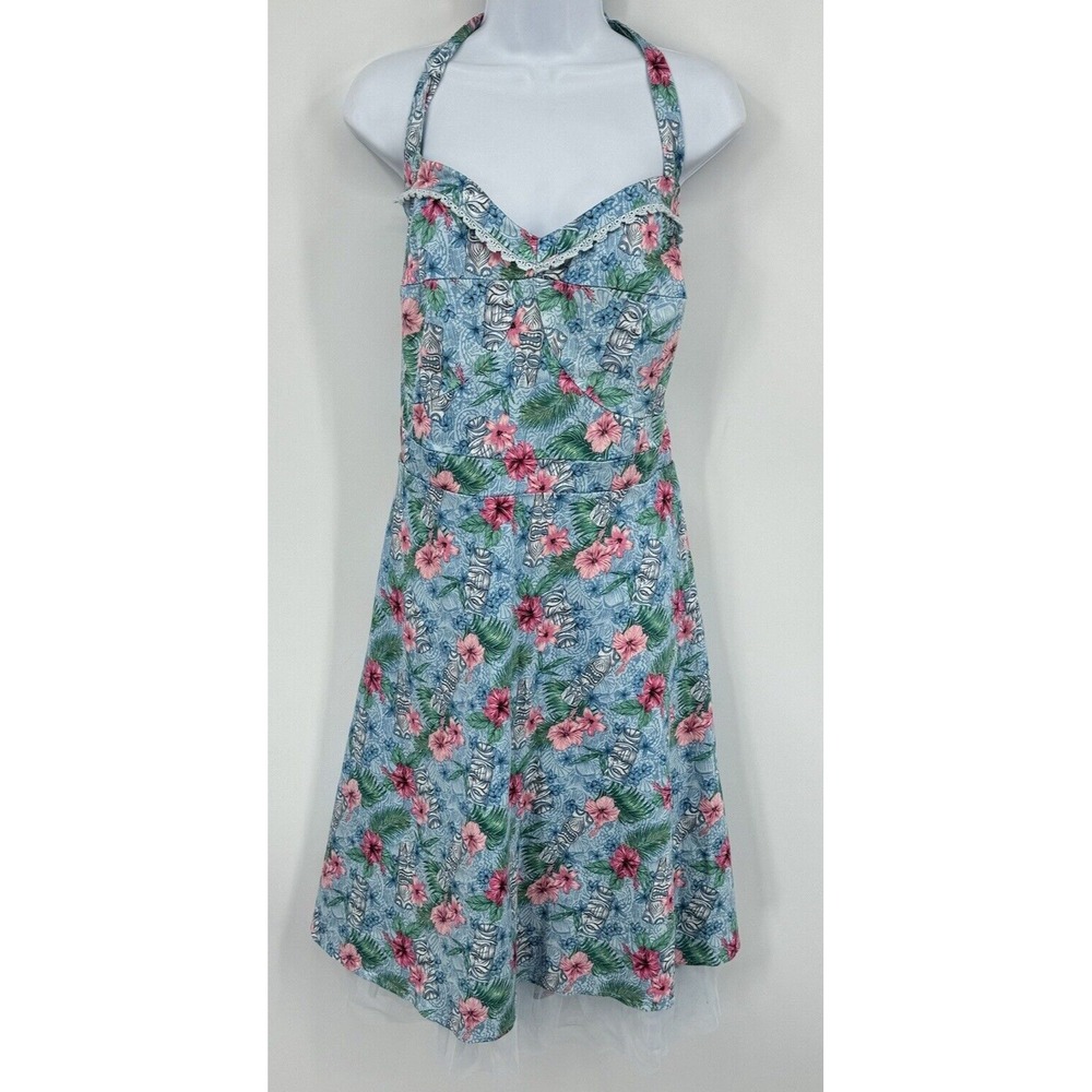 Hot Topic Dress Womens 28 Tiki Tropical Halter Rockabilly Retro Pin Up Resort